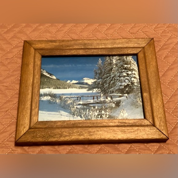 Vintage Winter Mountain Landscape Wood
Frame Art Print Rustic Cabin Farmhouse - Picture 5 of 7